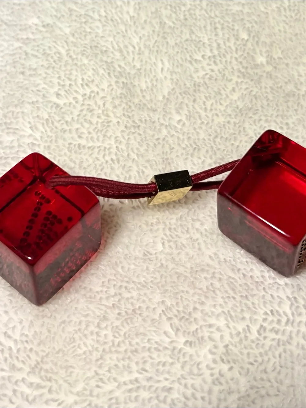 Louis Vuitton Red Cube Hair Accessory with Gold Accent